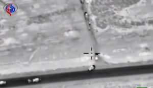 حمله جنگنده های روس به کاروان داعش در رقه